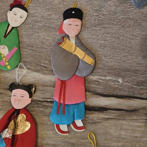 VTG Lot 6 Silk Immortals Of Eternity Chinese Mythology Paper Doll Ornaments - Picture 5 of 16